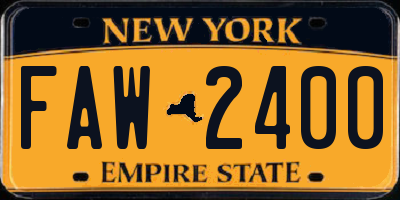 NY license plate FAW2400