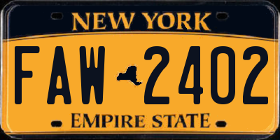NY license plate FAW2402