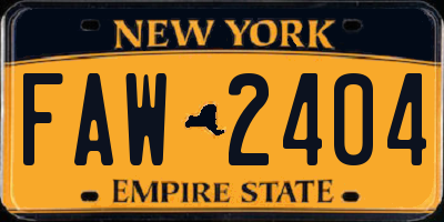 NY license plate FAW2404