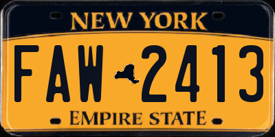 NY license plate FAW2413