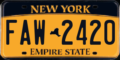 NY license plate FAW2420