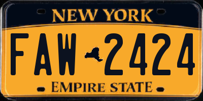 NY license plate FAW2424