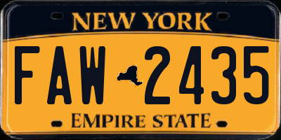 NY license plate FAW2435