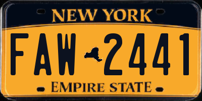 NY license plate FAW2441