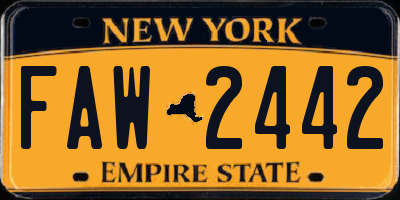 NY license plate FAW2442