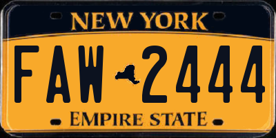 NY license plate FAW2444