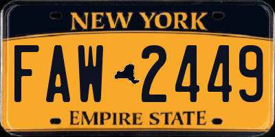 NY license plate FAW2449