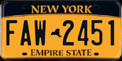 NY license plate FAW2451