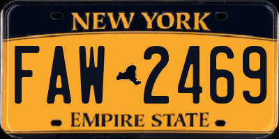 NY license plate FAW2469