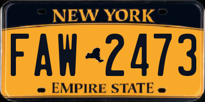 NY license plate FAW2473