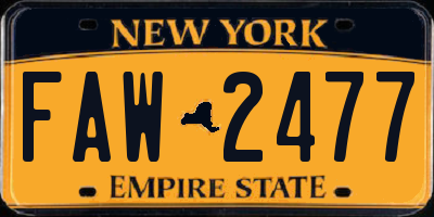 NY license plate FAW2477