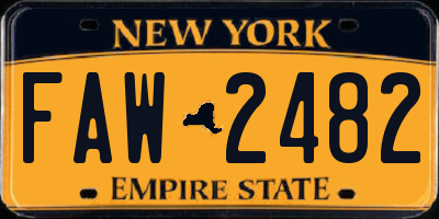 NY license plate FAW2482