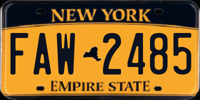 NY license plate FAW2485