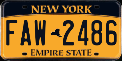 NY license plate FAW2486
