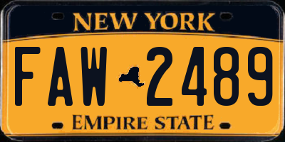 NY license plate FAW2489