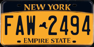 NY license plate FAW2494