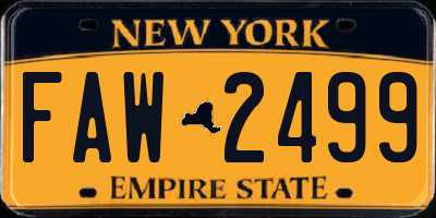 NY license plate FAW2499