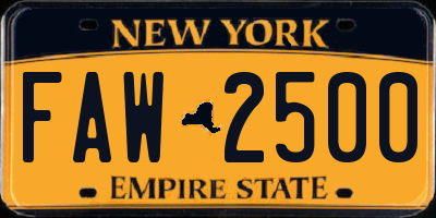 NY license plate FAW2500