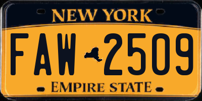NY license plate FAW2509