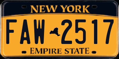 NY license plate FAW2517