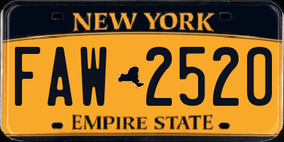NY license plate FAW2520