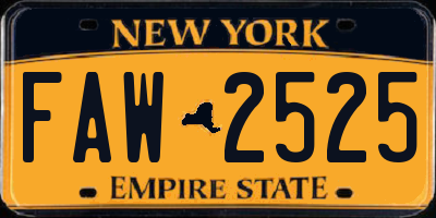 NY license plate FAW2525