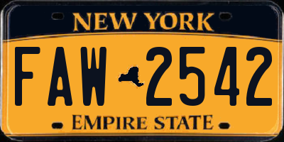NY license plate FAW2542