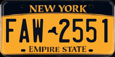 NY license plate FAW2551