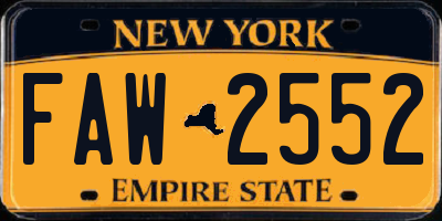 NY license plate FAW2552
