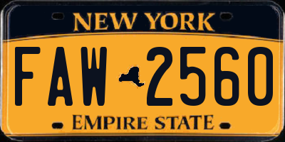 NY license plate FAW2560