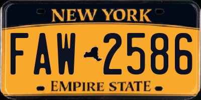 NY license plate FAW2586