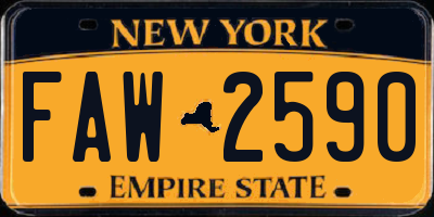 NY license plate FAW2590