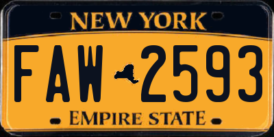NY license plate FAW2593