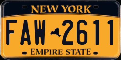 NY license plate FAW2611