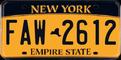 NY license plate FAW2612
