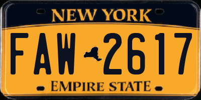 NY license plate FAW2617