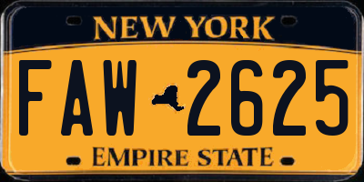 NY license plate FAW2625