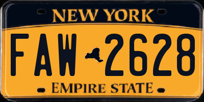 NY license plate FAW2628