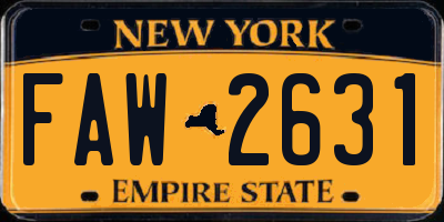 NY license plate FAW2631