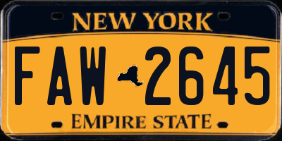 NY license plate FAW2645