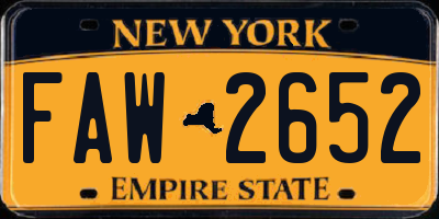 NY license plate FAW2652