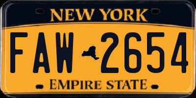 NY license plate FAW2654