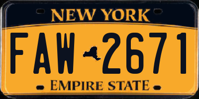 NY license plate FAW2671