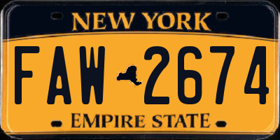 NY license plate FAW2674