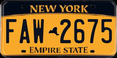 NY license plate FAW2675