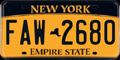 NY license plate FAW2680