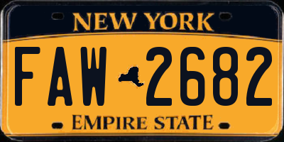 NY license plate FAW2682