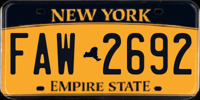 NY license plate FAW2692