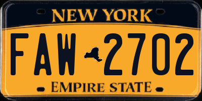 NY license plate FAW2702