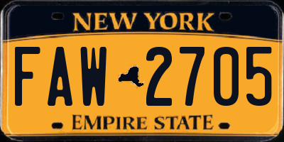 NY license plate FAW2705
